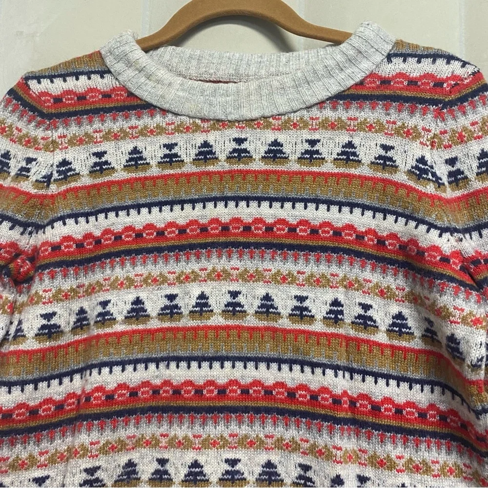 J. Crew Women’s Sweater Fair Isle Nordic Wool Blend Crew Neck Cabincore Cozy